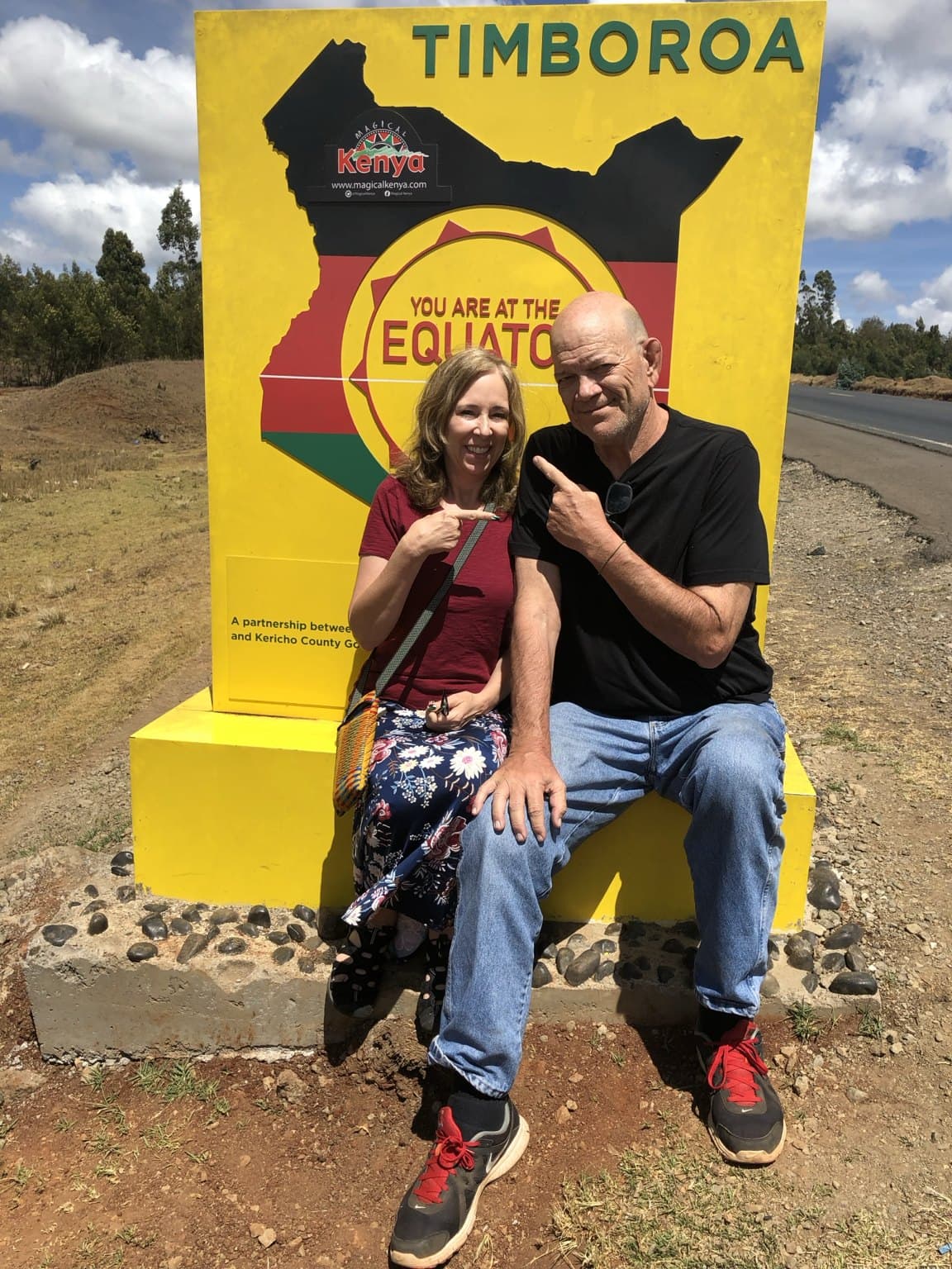 Eldonna and Pastor Steve Rutenbar at the equator in Kenya
